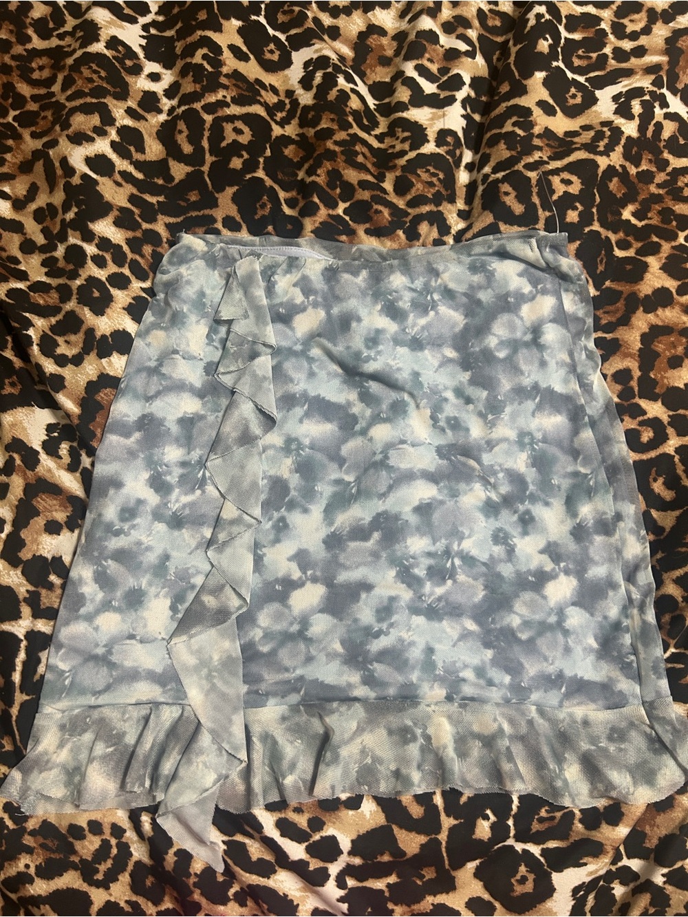 Full Tilt Blue Tie-Dye Ruffle Mini Skirt